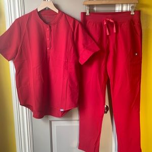 FIGS Limited Edition Shocking Red Scrub Set